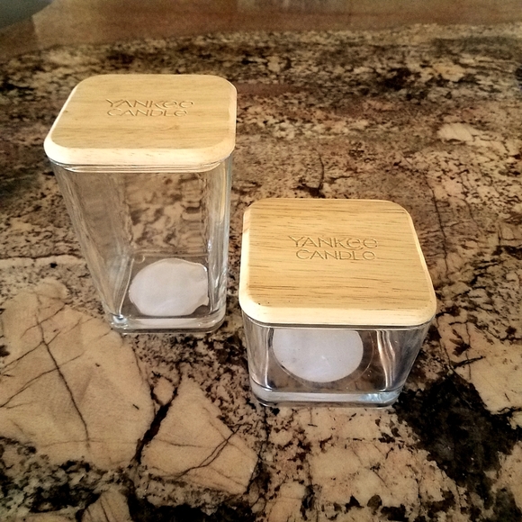 Yankee Candle Empty Glass Jars With Lids - 2 Square Jars - Two Sizes